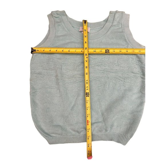 Vintage Queens Way Knitted Cropped Vest Sweater, Sage Pullover, Small V Neck - Picture 3 of 6